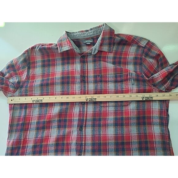 Eddie Bauer Men XXL Plaid Heavy Button-Up Shirt Long Sleeve Work Street Wear Red - Picture 9 of 13